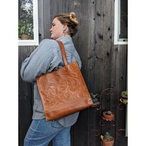 Patricia Nash Toscano North/South tote Light Brown Leather